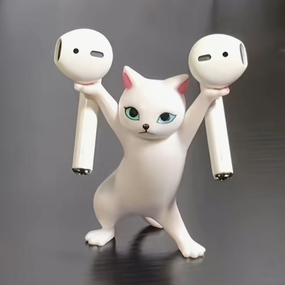 🎁 Kitty Cat AirPod Holder in White